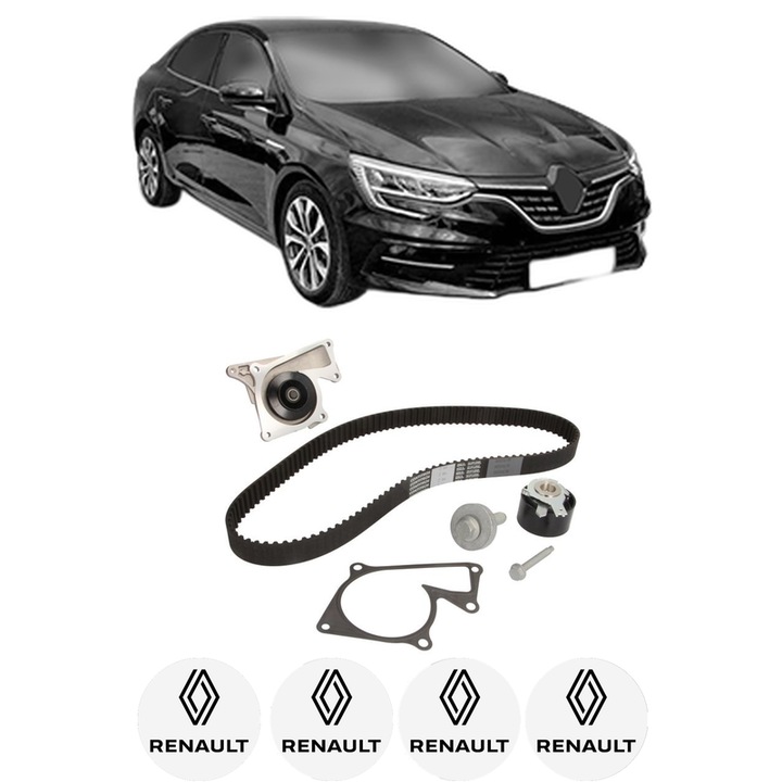 Set Kit de distributie curea intinzator pompa de apa RENAULT MEGANE IV Saloon 1.5 dCi 1102016, KW 81 CP 110 CMC 1461, Auto, HEPU, 4x Stickere auto cu RENAULT