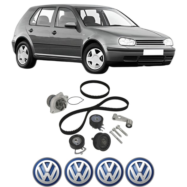 Set Kit de distributie curea intinzator pompa de apa Volkswagen GOLF IV (1J1) 1.4 16V din 1997-2004, KW 55 CP 75 CMC 1390, Auto, INA, 4x Stickere auto cu Volkswagen