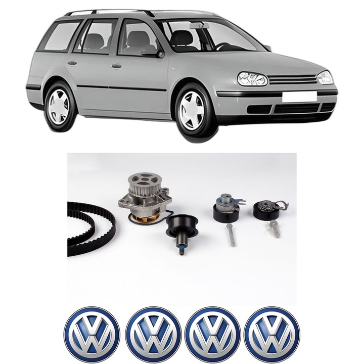 Set Kit de distributie curea intinzator pompa de apa Volkswagen GOLF IV Variant (1J5) 1.4 16V din 1999-2006, KW 55 CP 75 CMC 1390, Auto, HEPU, 4x Stickere auto cu Volkswagen