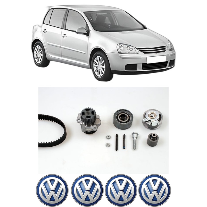 Set Kit de distributie curea intinzator pompa de apa Volkswagen GOLF V (1K1) 2.0 TDI din 2005-2008, KW 125 CP 170 CMC 1968, Auto, HEPU, 4x Stickere auto cu Volkswagen