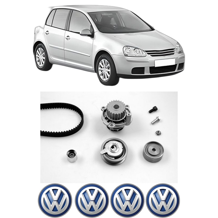 Set Kit de distributie curea intinzator pompa de apa Volkswagen GOLF V (1K1) 2.0 FSI din 2004-2008, KW 110 CP 150 CMC 1984, Auto, HEPU, 4x Stickere auto cu Volkswagen