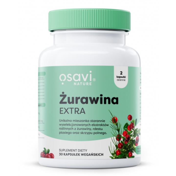 Supliment dietetic Zurawina EXTRA, 30 capsule vegane, extract de fructe de afin, 40% proantocianidine, fara gluten, fara lactoza