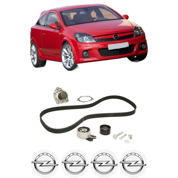 Set Kit de distributie curea intinzator pompa de apa OPEL ASTRA H GTC (A04) 1.9 CDTi 16V (L08)2005-2010, KW 88 CP 120 CMC 1910, Auto, INA, 4x Stickere auto cu OPEL