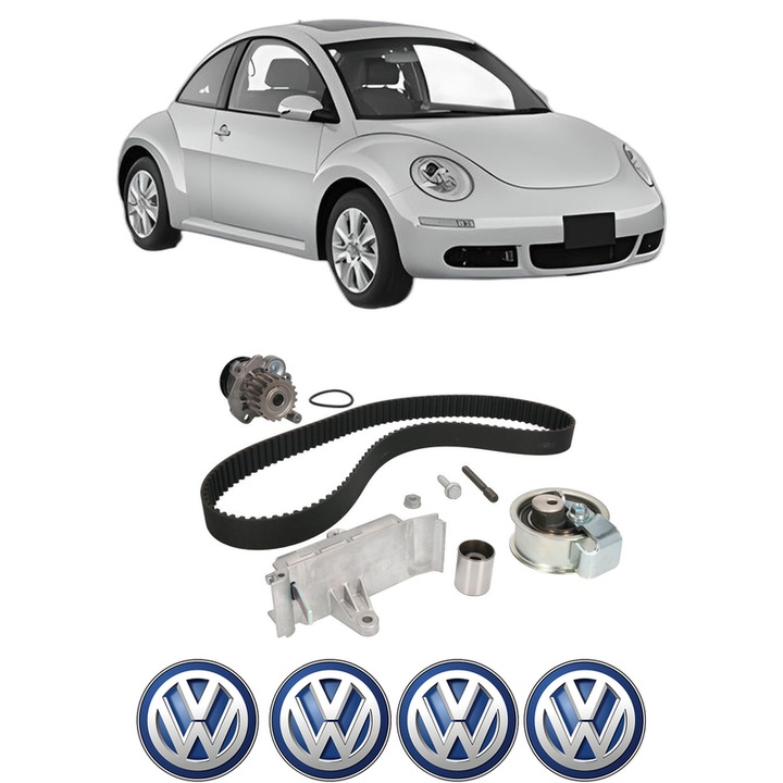 Set Kit de distributie curea intinzator pompa de apa Volkswagen NEW BEETLE (9C1, 1C1) 1.9 TDI din 2001-2010, KW 74 CP 101 CMC 1896, Auto, INA, 4x Stickere auto cu Volkswagen