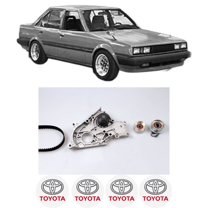 Set Kit de distributie curea intinzator pompa de apa TOYOTA CARINA IV Saloon (_T15_) 2.0 D (CT150_, CT150R)1984-1988, KW 50 CP 68 CMC 1974, Auto, HEPU, 4x Stickere auto cu TOYOTA