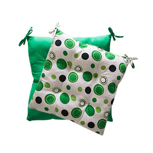 Pernuta pentru scaun cu doua fete verde cu buline 45x45cm