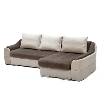 Coltar extensibil NeverFull, Culoarea Maro/ Bej, doua lazi pentru depozitare, 3 perne, 270x165x90cm, sezlong partea dreapta Coltar extensibil NeverFull, Culoarea Maro/ Bej, doua lazi pentru depozitare, 3 perne, 270x165x90cm, sezlong partea dreapta