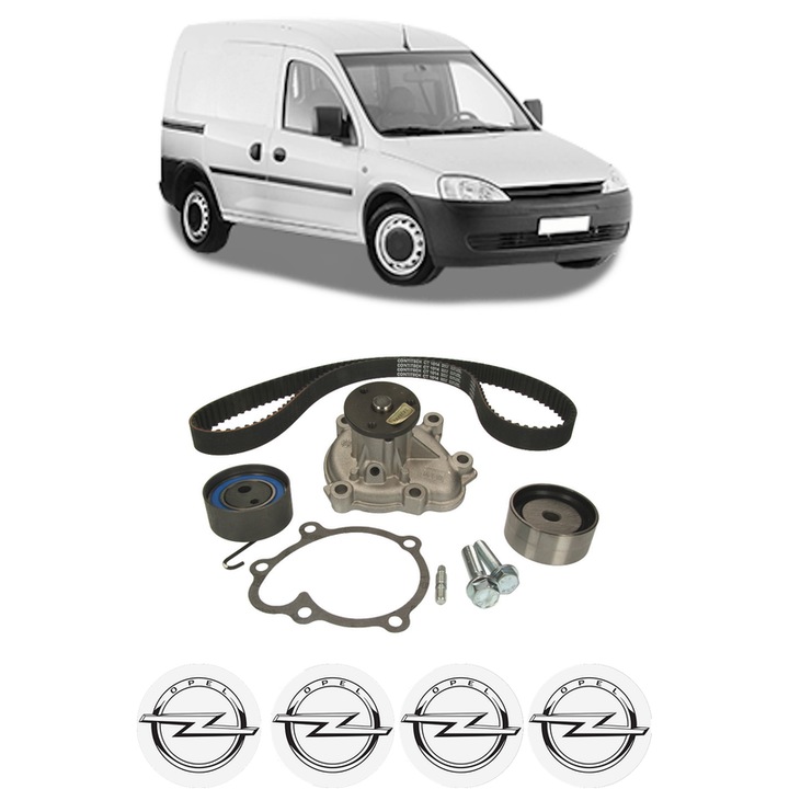 Set Kit de distributie curea intinzator pompa de apa OPEL COMBO Box Body/MPV 1.7 CDTI 16V2004, KW 74 CP 101 CMC 1686, Auto, HEPU, 4x Stickere auto cu OPEL