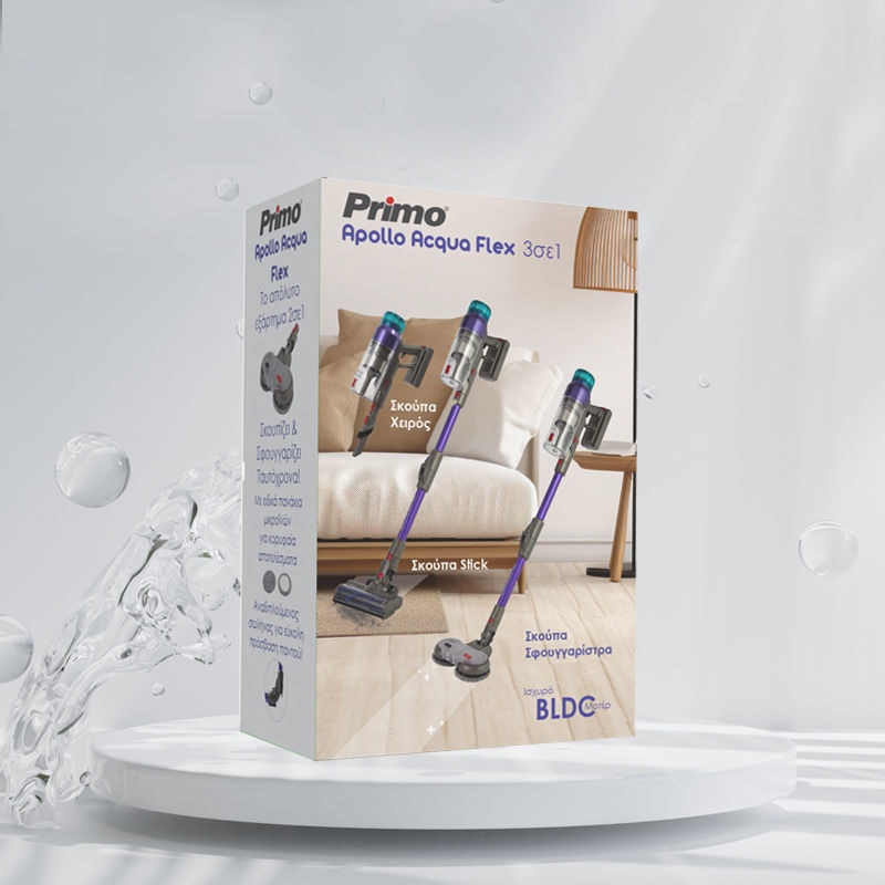 Aspirator vertical fără fir PRIMO PRVC-40507, motor BLDC 550W, funcție de mop, violet-gri