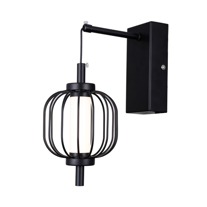 Aplica, Italux, Pedro, 1xLED, 4W, 3000K, Топло бяло, Матово черно, Хром, Стомана, Стъкло, Размери: 11см x 23.5см x 18.5см, IP20, 267 lm, 220-240V, гаранция 2