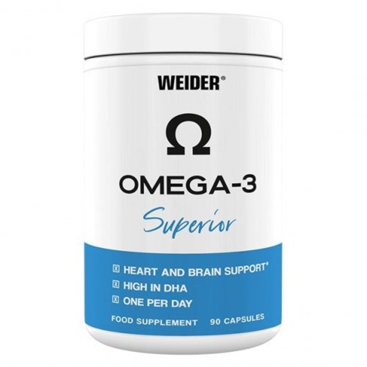 Omega 3 Superior, Weider, 90 capsule, 1000 mg ulei de peste, DHA 500 mg, EPA 100 mg
