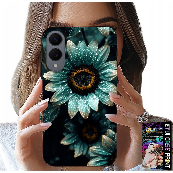 Husa Samsung Galaxy S25 Edge, Gerbera, Albastru, Silicon