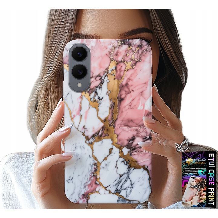 Carcasă pentru telefon, World Case, Samsung Galaxy S25 Edge, marmură roz și albă, silicon