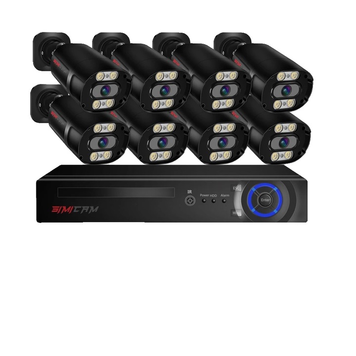 Kit Supraveghere, 16CH NVR, 4 Camere, 8MP, 100ft Viziune Nocturna, Audio Bidirectional