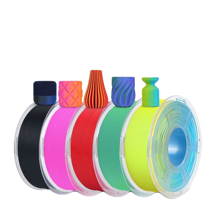 Filament 3D PLA, set 5 role, 1.75mm, finisaj mat, compatibil cu majoritatea imprimantelor 3D