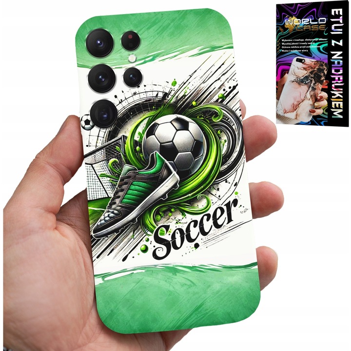 Husa pentru Samsung Galaxy S24 Ultra, fotbal, set cu sticlă, silicon, multicolor
