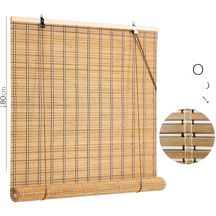 Rulouri din bambus, 2 unitati, 120x180cm, aurie/maro, rezistente la intemperii