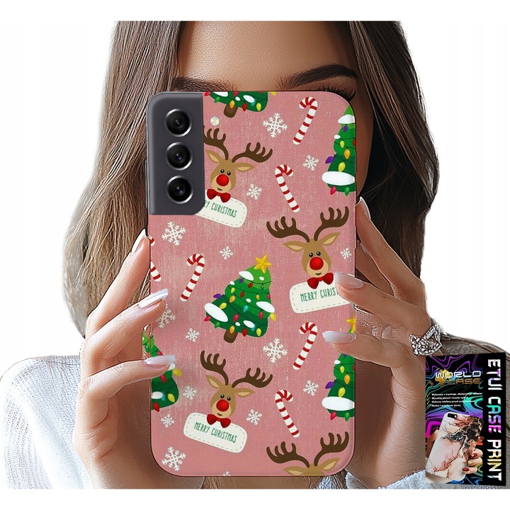 Tok Samsung Galaxy S22-höz, World Case, karácsonyfa modell, színes nyomtatás, szilikon