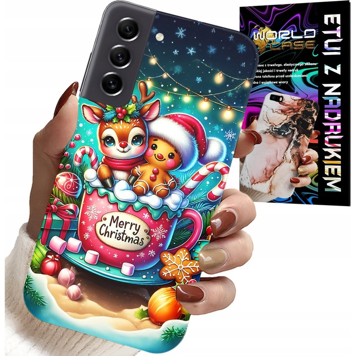 Tok Samsung Galaxy S22-hez, World Case, mézeskalács rénszarvas design, szilikon