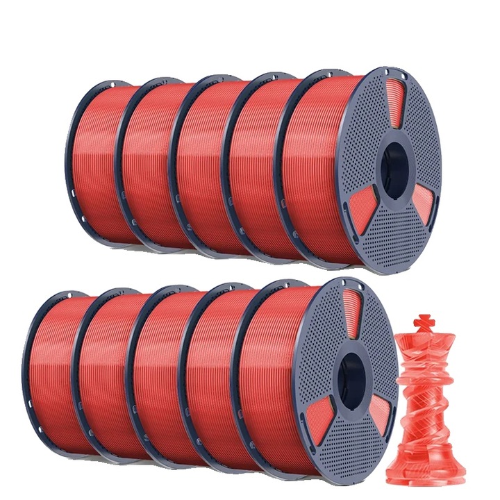Filament 3D, átlátszó piros, 1,75 mm, 1 kg, magas hőmérsékletnek ellenálló