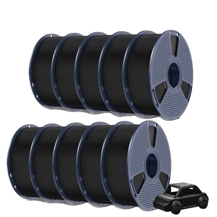 Filament 3D PETG, 1.75mm, fekete, 10 tekercses szett, magas hőmérsékletállóság