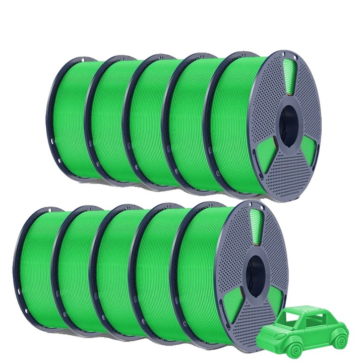 Filament 3D PETG, zöld, 10 tekercses készlet, 1.75mm, 395m/tekercs