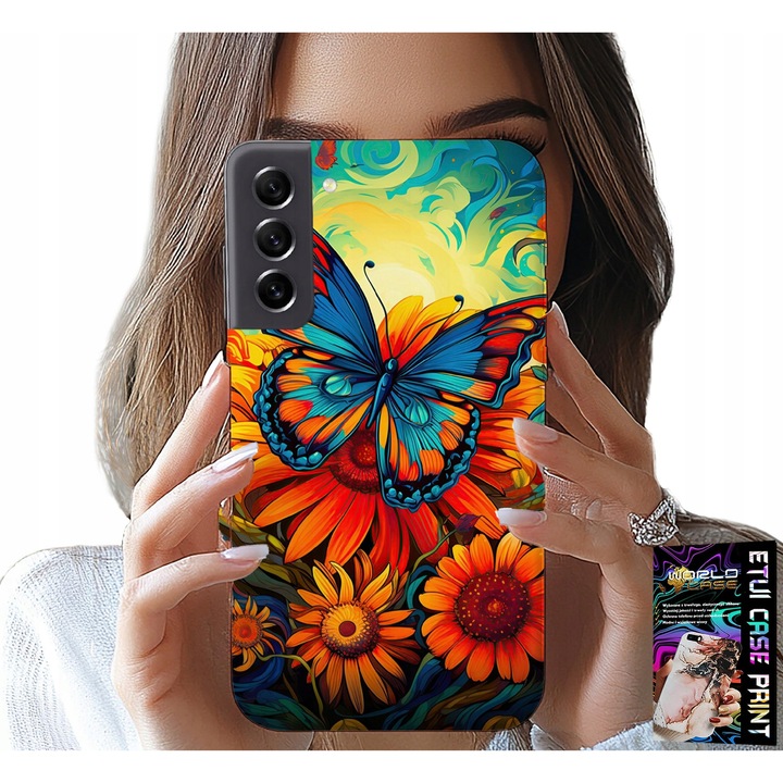 Tok Samsung Galaxy S21-hez, World Case, pillangók és virágok, többszínű, szilikon