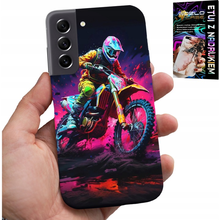 Tok Samsung Galaxy S22 Plus-hoz, World Case, motorkerékpár nyomtatás, szilikon, többszínű