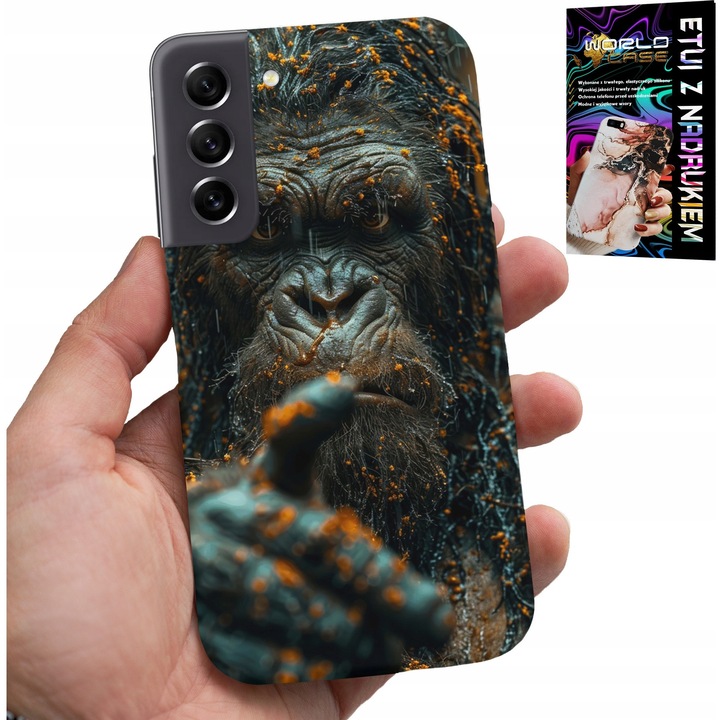 Samsung Galaxy S22 Plus telefontok, World Case, majom és gorilla mintás, szilikon, többszínű