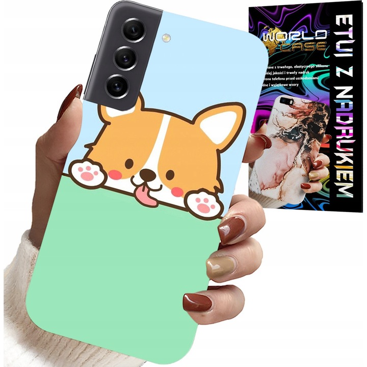 Samsung Galaxy S21 tok, World Case, aranyos kutya design, szilikon