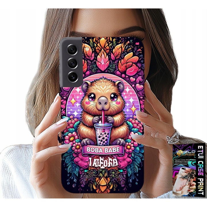 Carcasă pentru Samsung Galaxy S21 FE, World Case, design Capybara dulce, silicon, multicolor