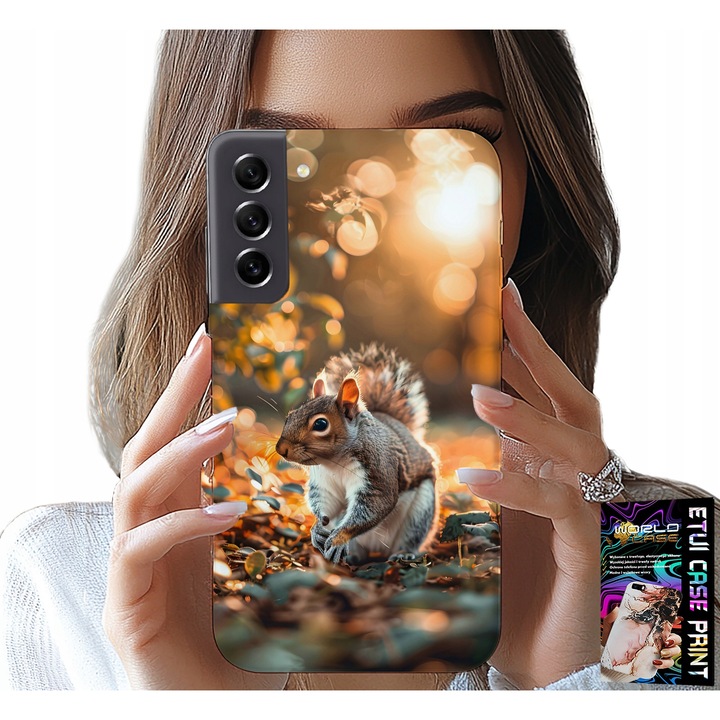 Husă pentru Samsung Galaxy S21 FE, World Case, imprimeu Veveriță, silicon, multicolor