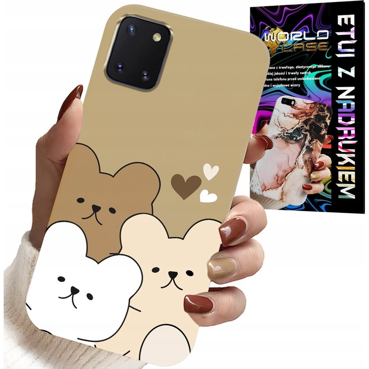 Telefontok, World Case, Samsung Galaxy A81, plüssmackó design, szilikon, többszínű