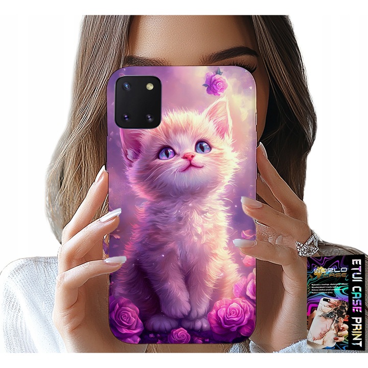 Tok Samsung Galaxy A81-hez, World Case, aranyos macska, szilikon, többszínű