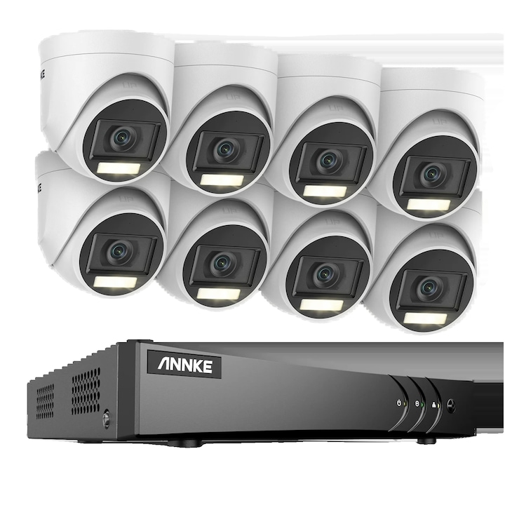 Kit Supraveghere 8 Canale, 4 Camere 5MP, Comunicare Audio Bidirectionala, HDD 3T