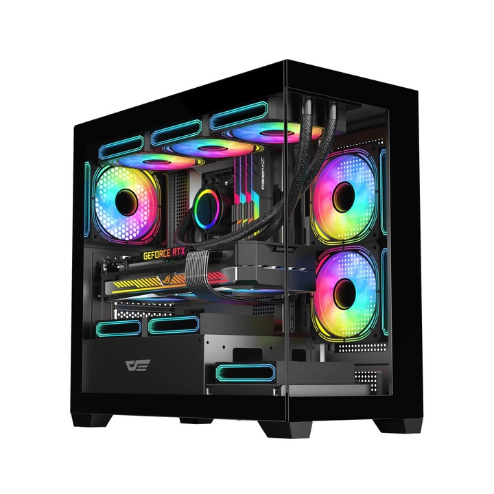 Компютърна кутия Darkflash кутия Case mATX - DS900M Black - 6 x 120 mm Infinity Mirror A-RGB DS900M-6F-BK