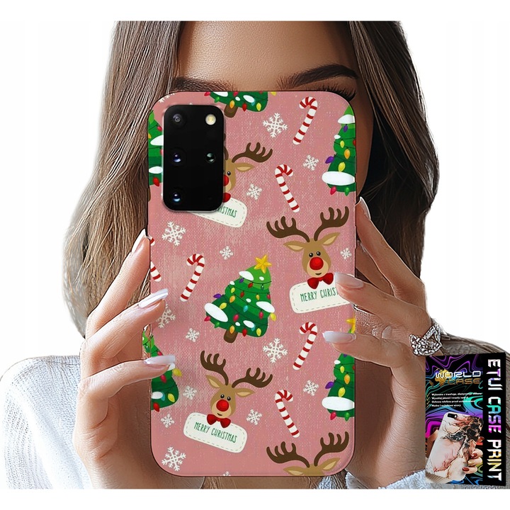 Telefontok, World Case, karácsonyfa rénszarvassal, szilikon, Samsung Galaxy S20 Plus