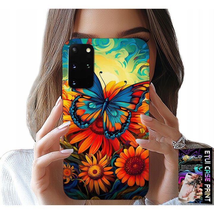 Tok Samsung Galaxy S20 Plus-hoz, World Case, pillangók, rózsák, szilikon