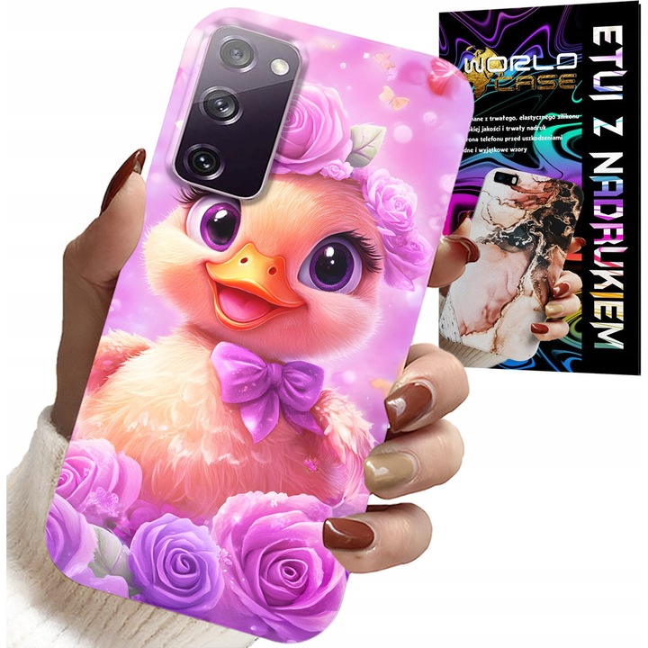 Telefontok, World Case, Samsung Galaxy S20 FE, kacsa mintás rózsaszín alapon, szilikon