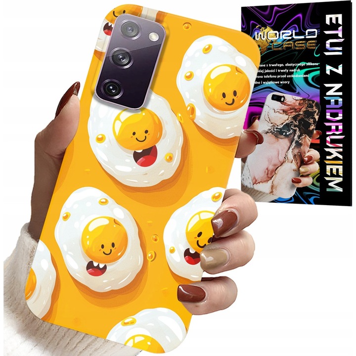 Tok Samsung Galaxy S20 FE-hez, World Case, aranyos mosolygós tojás design, szilikon, többszínű