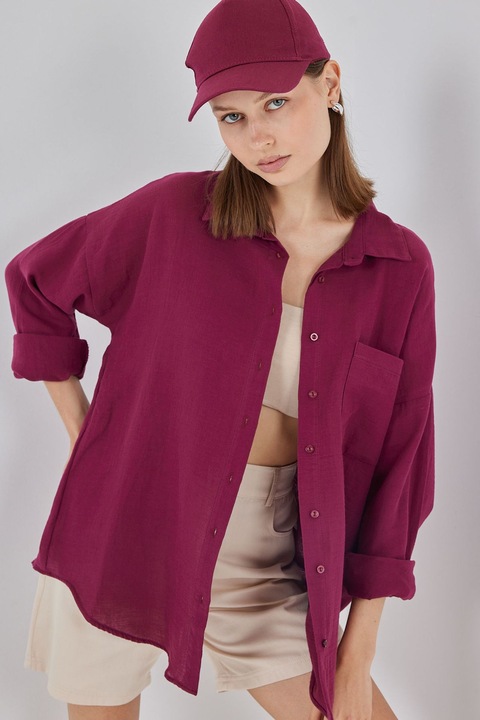 Дамска риза, HiCCUP, оувърсайз, дълъг ръкав, mauve, Виолетов/Лилав