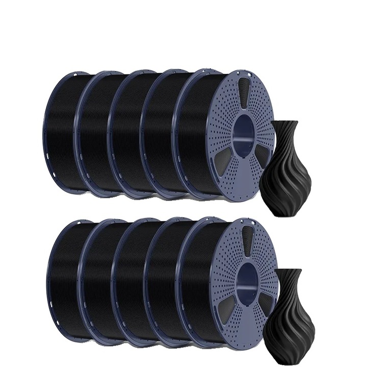 Filament 3D PLA, 1.75mm, negru, 1kg, 330m, material biodegradabil