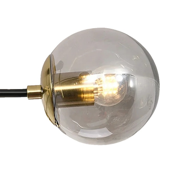 Lustra moderna, 8 brate, eficienta energetic, gri fumuriu, fara becuri