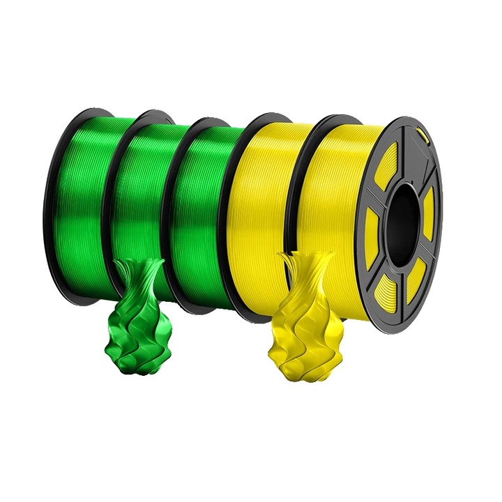 Filament 3D PLA PLUS-3TPGN 2TPYL, ecologic, 1.75mm, 180-200°C, set de consumabile