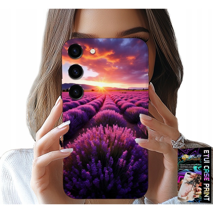 Tok Samsung Galaxy S23 Plus telefonhoz, World Case, levendula mintás, megfelelő méret