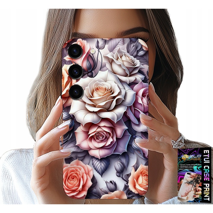 Telefontok, World Case, virágmintás, szilikon, Samsung Galaxy S23 Plus készülékhez