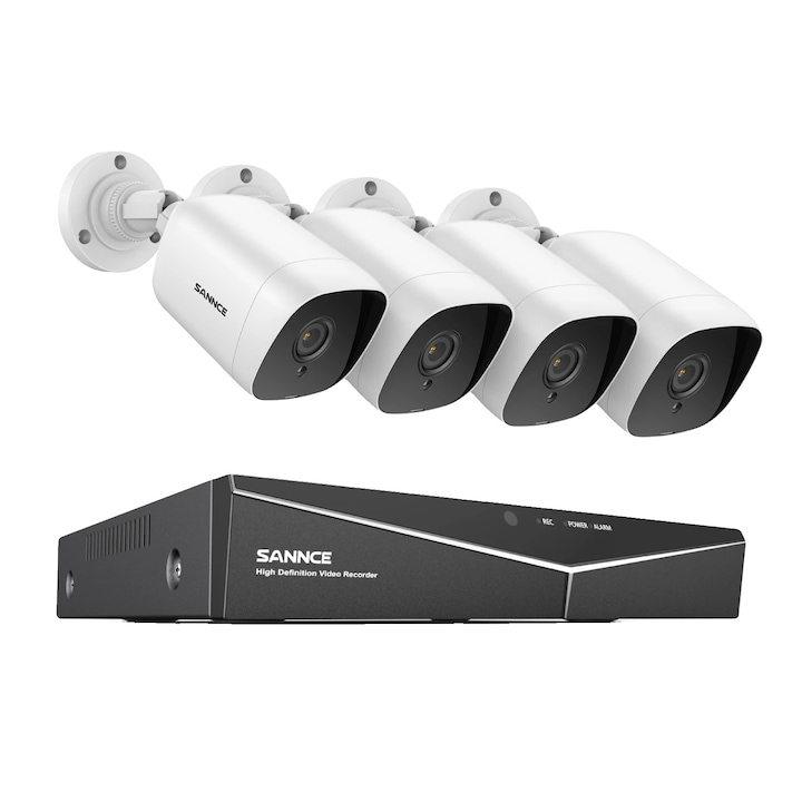 Kit Supraveghere, 4 Camere, 1080P, 1TB, Design Rezistent la Intemperii