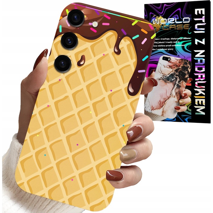 Telefontok, World Case, Samsung Galaxy S23 Plus, gumi, csokoládéval bevont gofri mintás