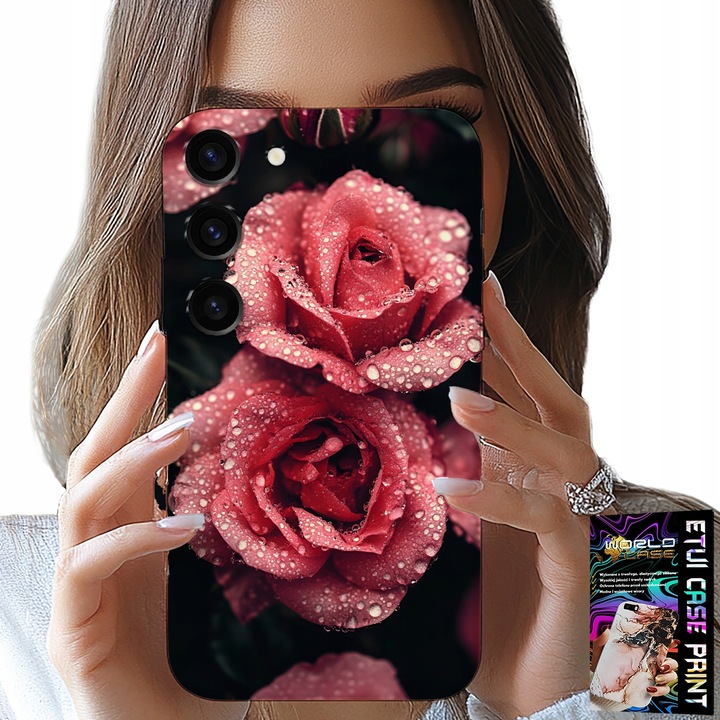 Telefontok, World Case, virágmintás, rózsaszín, szilikon, Samsung Galaxy S23-hoz