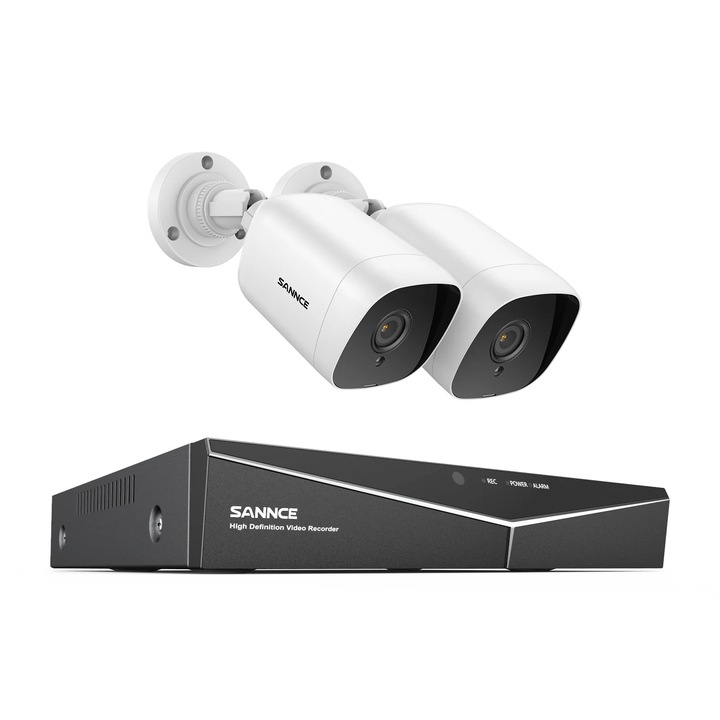 Sistem CCTV, rezolutie 1080P, negru, DVR 4CH cu 2 camere - Sannce